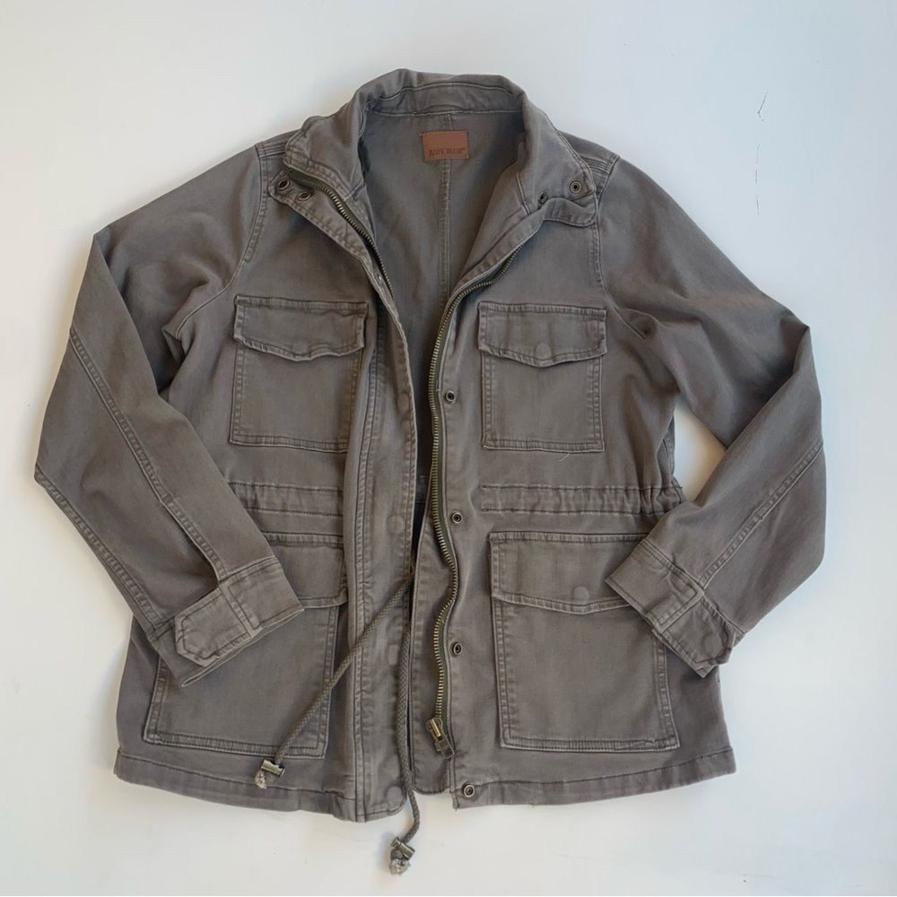 Judy Blue Won't Lose My Way Womens Small Olive Utility Jacket Pockets Mid Length
